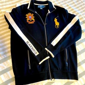 Men’s L Black Full Zip Polo Track Jacket